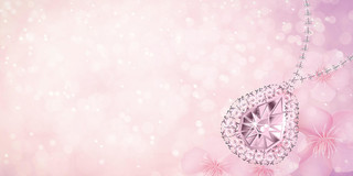 粉色简约大气珠宝项链樱花珠宝展板背景